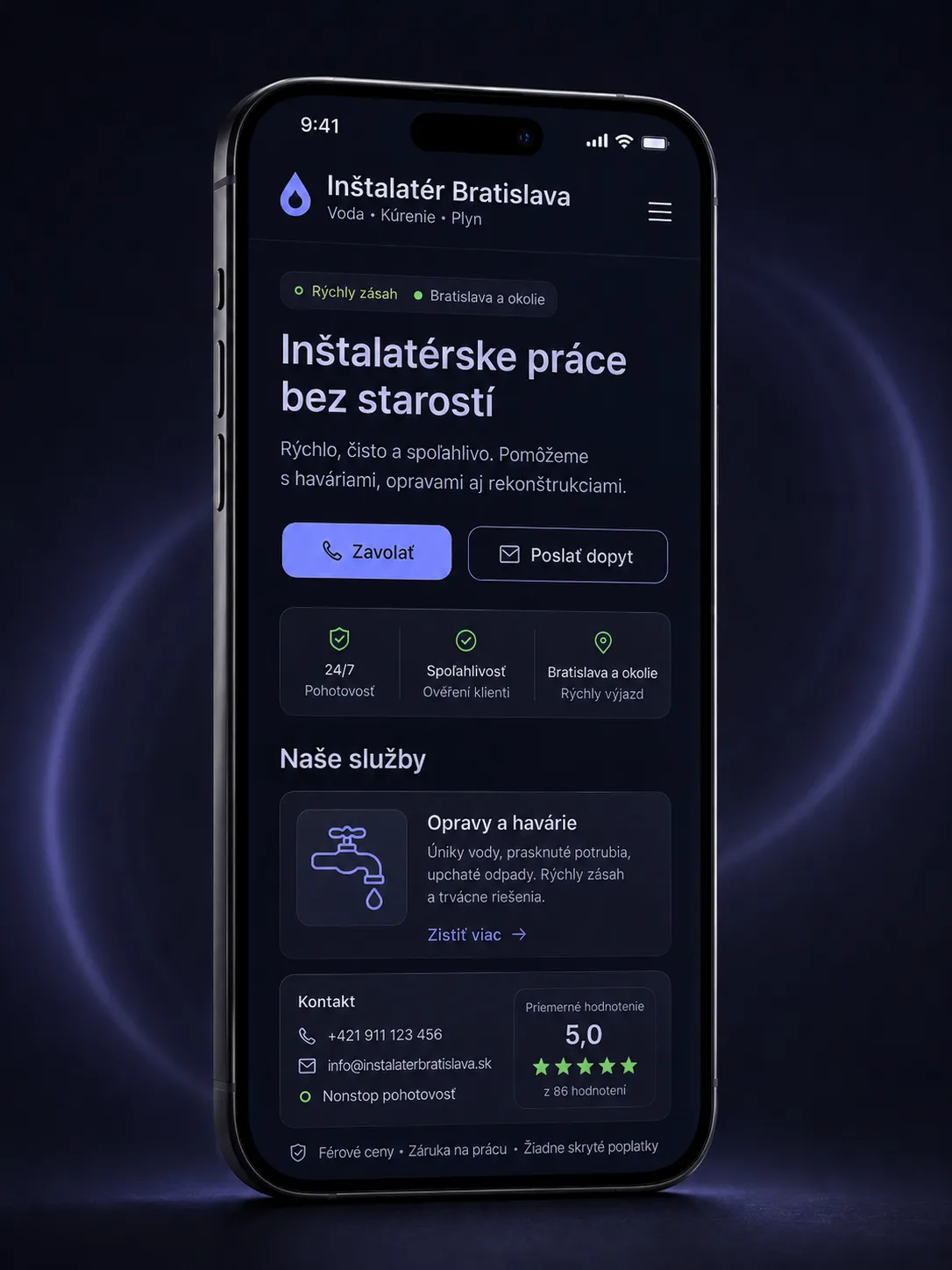 Abstract preview of a fast, mobile-first website built for a local business