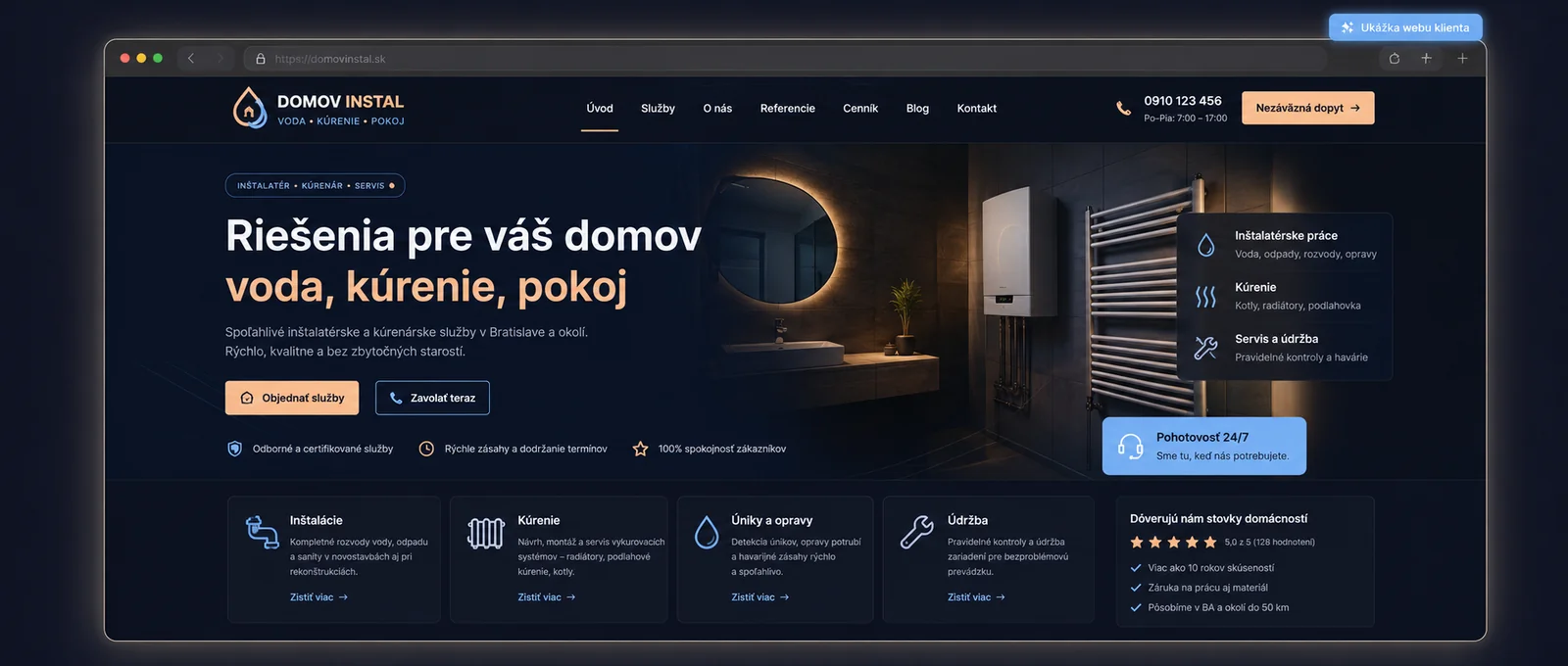 Visual showing a clean layout of services on a local-business website